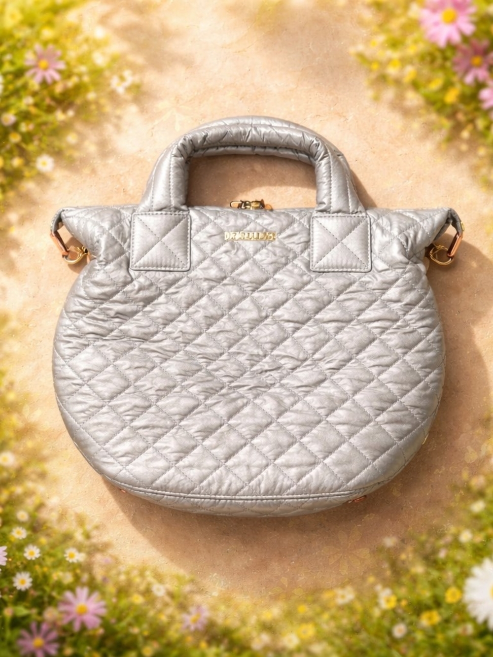 MK WALLAC Quilted GOLD Top-Handle Satchel